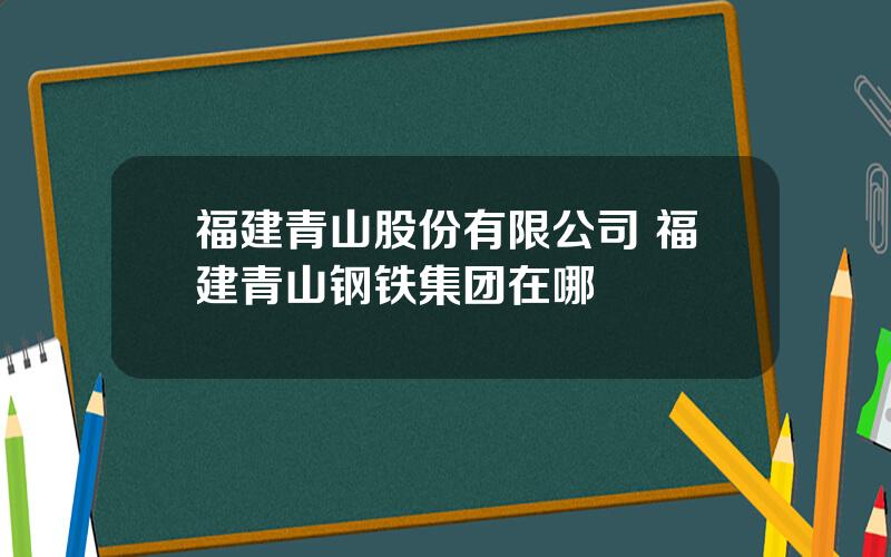 福建青山股份有限公司 福建青山钢铁集团在哪